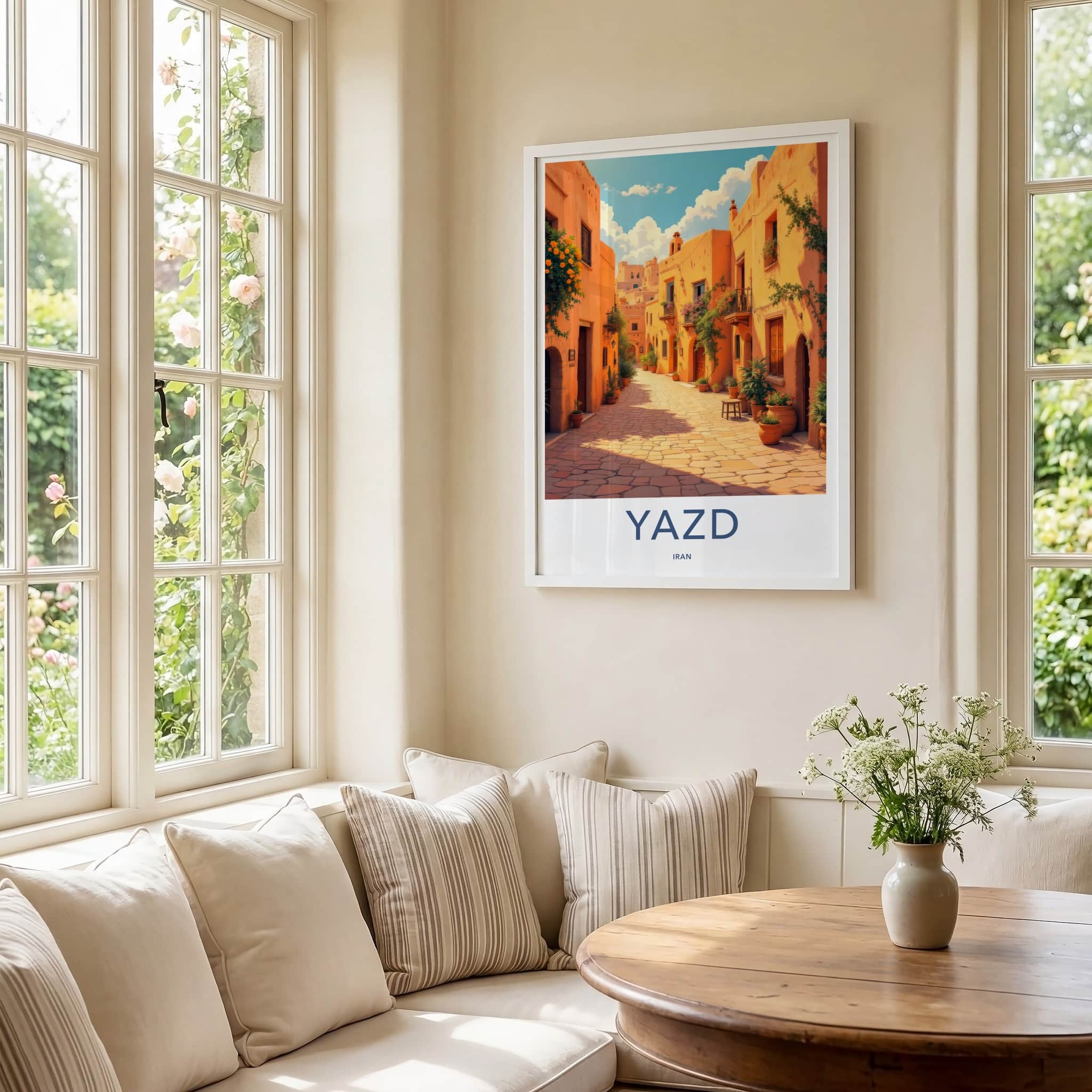 Yazd Poster - Iran Travel Art - Warm Historic Street Home Decor