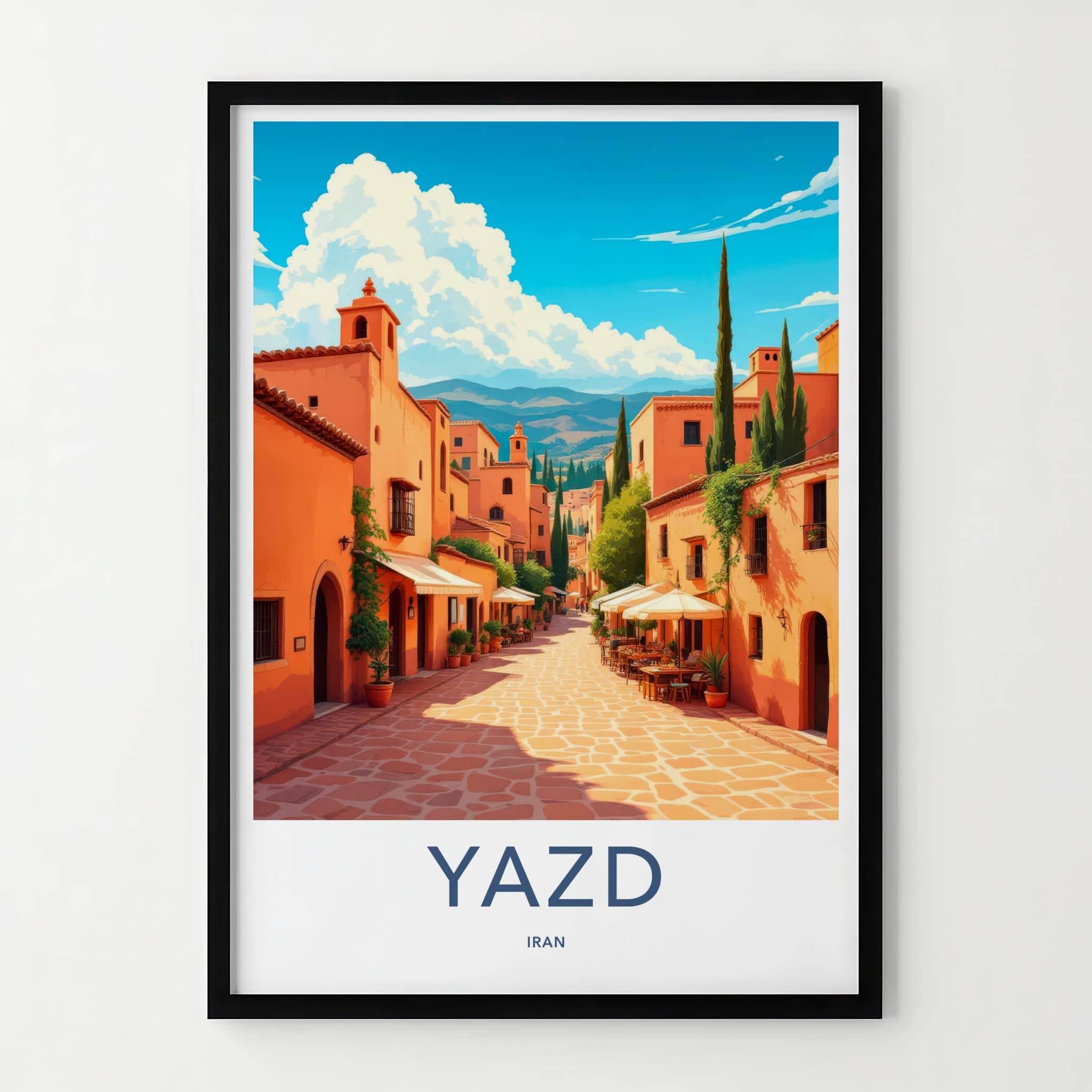 Yazd Poster - Iran Wall Art - Vibrant Orange Cityscape Home Decor