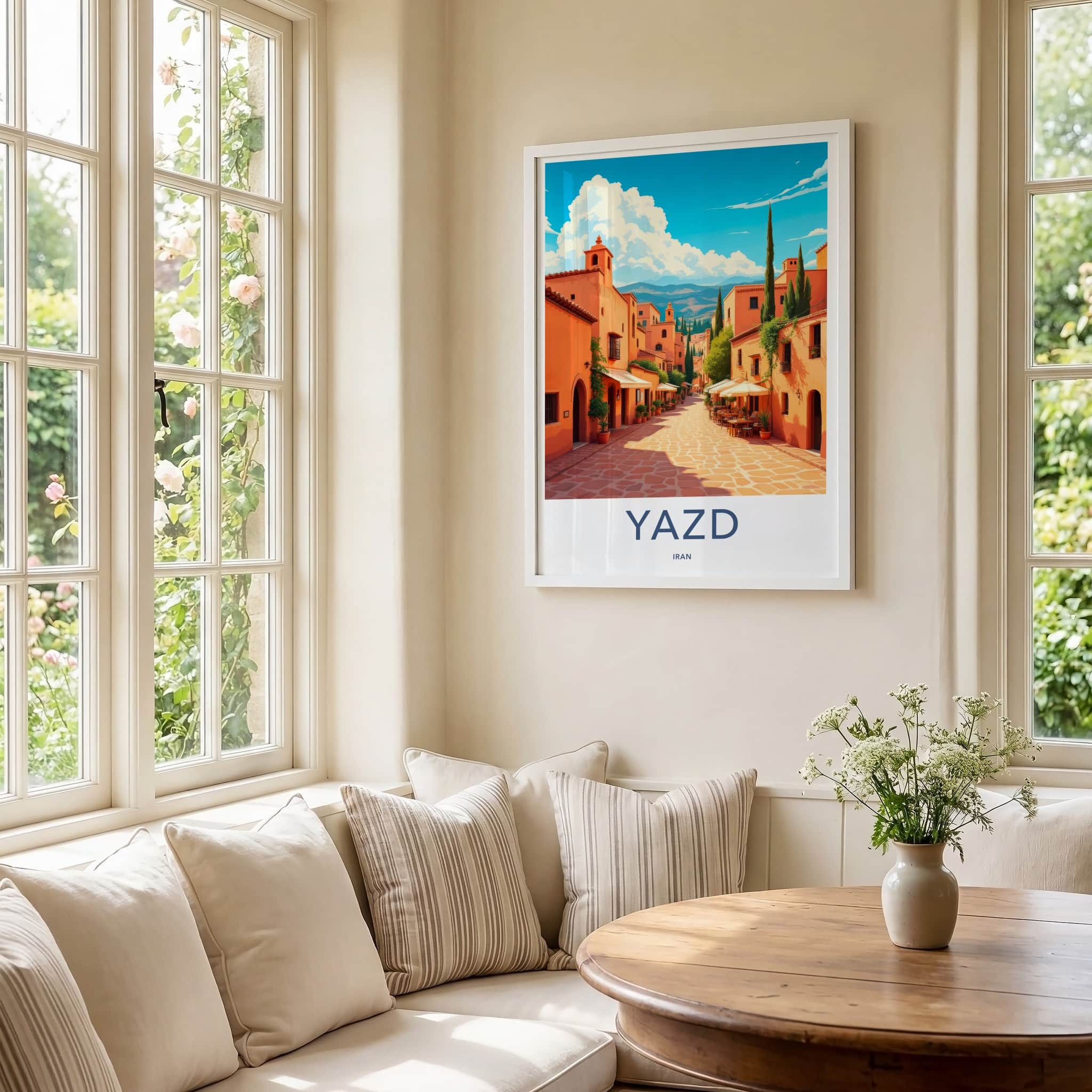 Yazd Poster - Iran Wall Art - Vibrant Orange Cityscape Home Decor