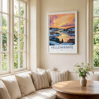 Yellowknife Poster - Canada Framed Print - Winter Village Sunset Framed Decor
