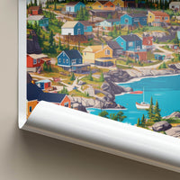 Yellowknife Poster - Canada Travel Art - Colorful Coastal Village Home Decor