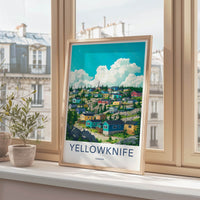 Yellowknife Poster - Canada Travel Art - Colorful Hillside Homes Home Decor