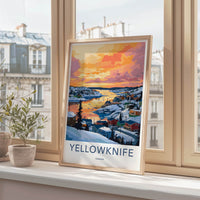 Yellowknife Poster - Canada Travel Art - Colorful Winter Harbor Home Decor
