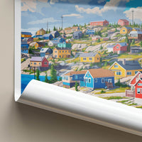 Yellowknife Poster - Canada Travel Art - Vibrant Lakeside Dwellings Home Decor