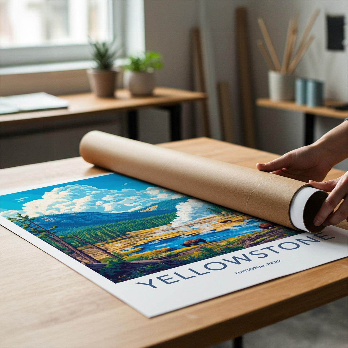 Yellowstone National Park Poster - Scenic Wall Art with Bison