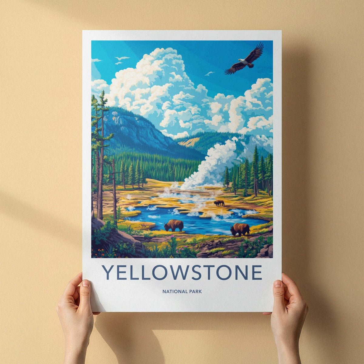 Yellowstone National Park Poster - Scenic Wall Art with Bison