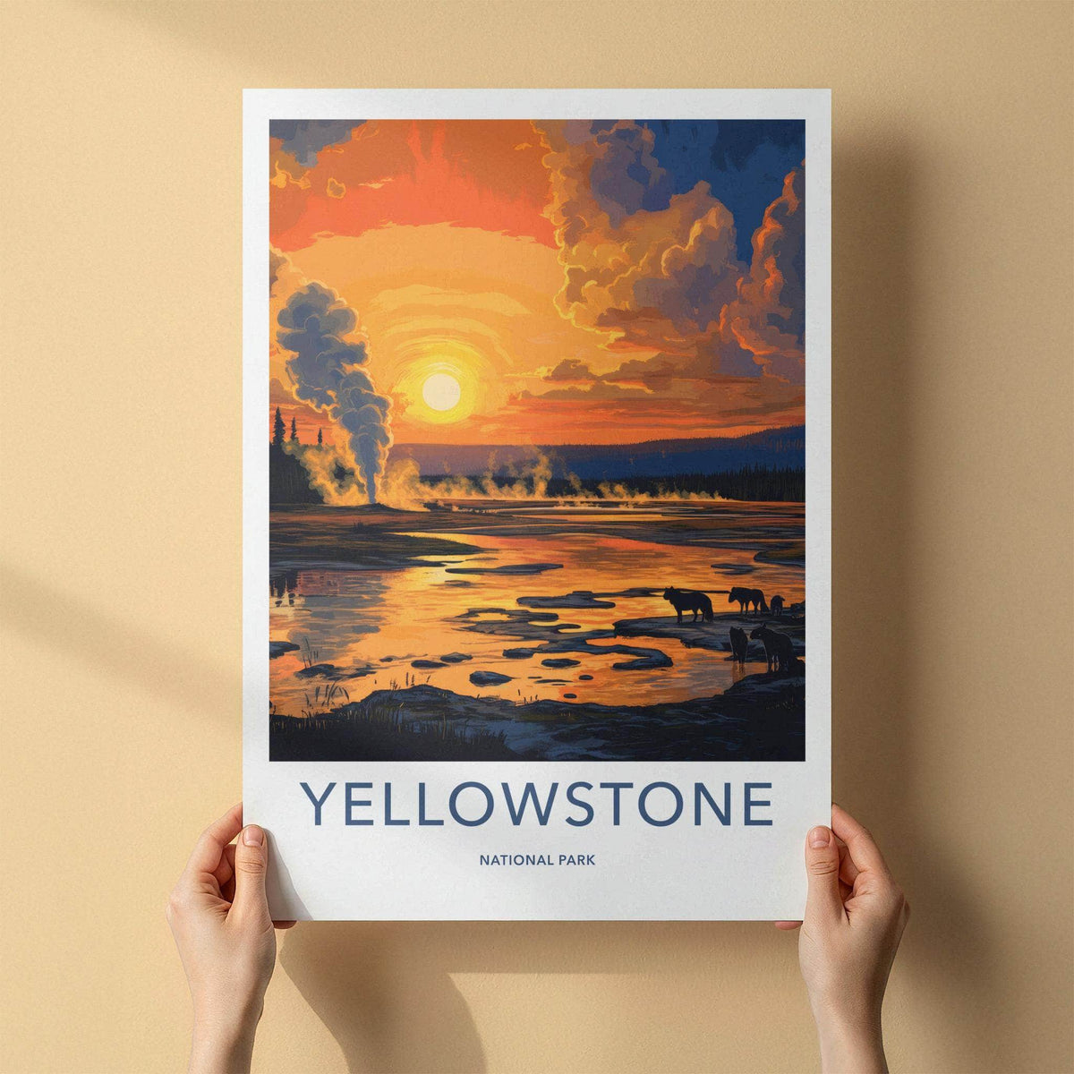 Yellowstone National Park Poster - Serene Landscape & Wildlife Art