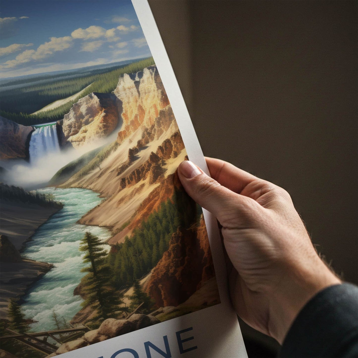 Yellowstone National Park Poster - Wyoming Wall Art - Grand Canyon Falls Home Art