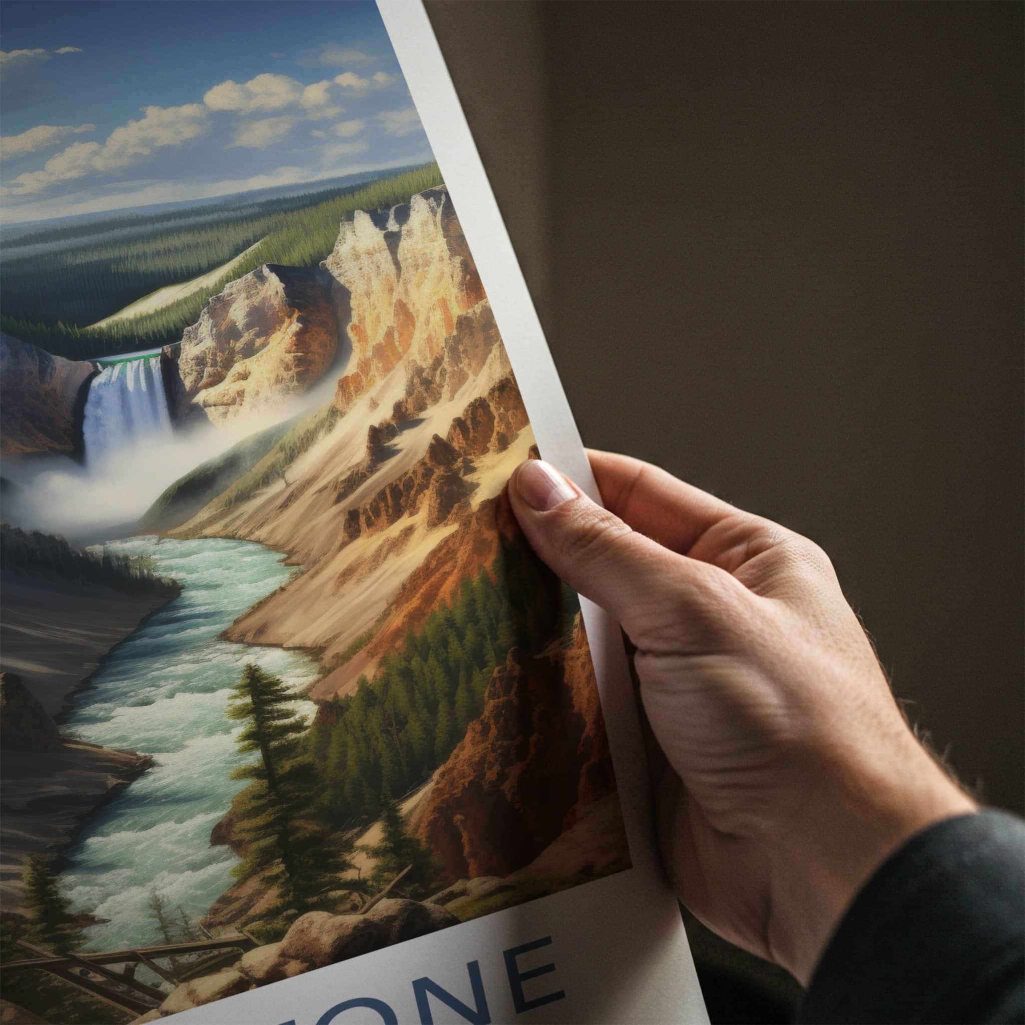 Yellowstone National Park Poster - Wyoming Wall Art - Grand Canyon Falls Home Art