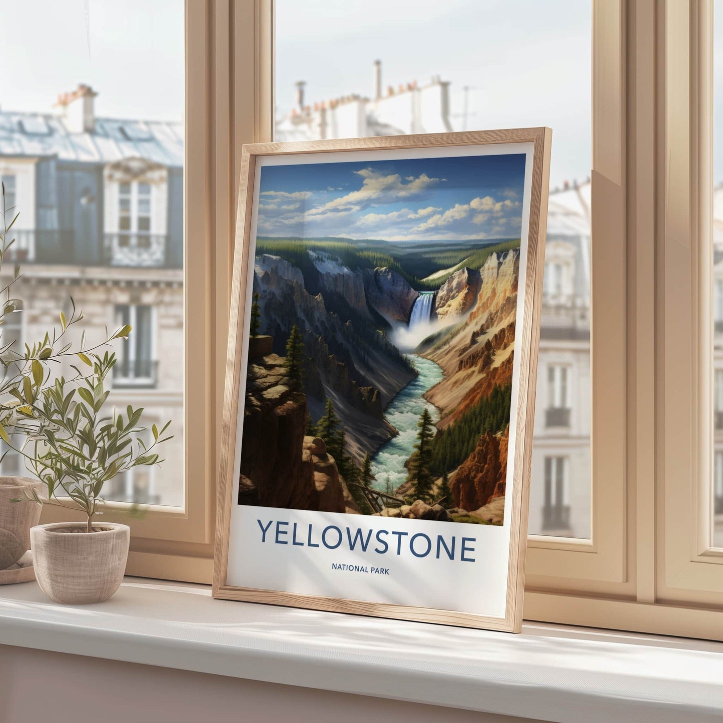 Yellowstone National Park Poster - Wyoming Wall Art - Grand Canyon Falls Home Art