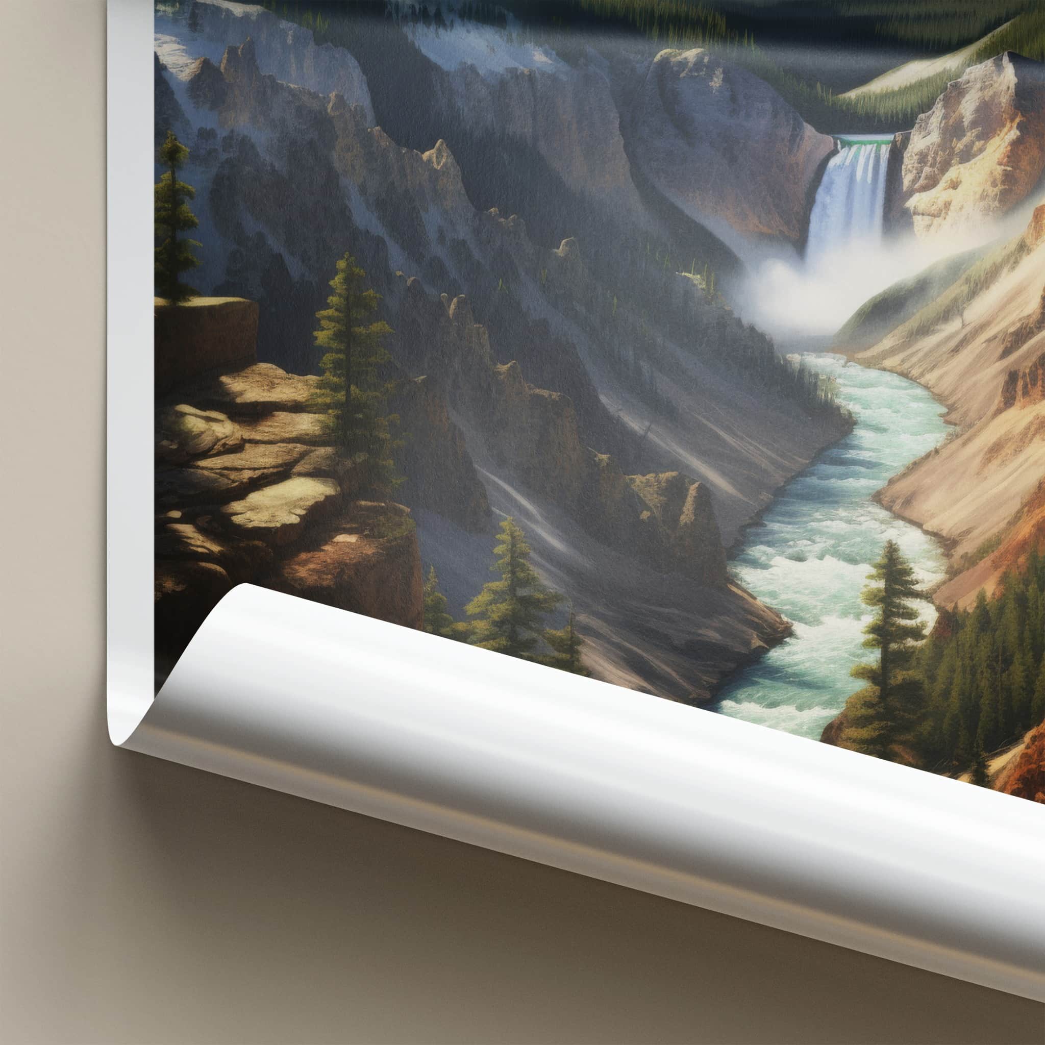 Yellowstone National Park Poster - Wyoming Wall Art - Grand Canyon Falls Home Art