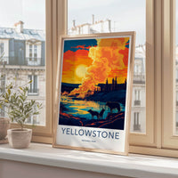 Yellowstone Poster - Wyoming Travel Art - Sunset Wolves River Home Decor