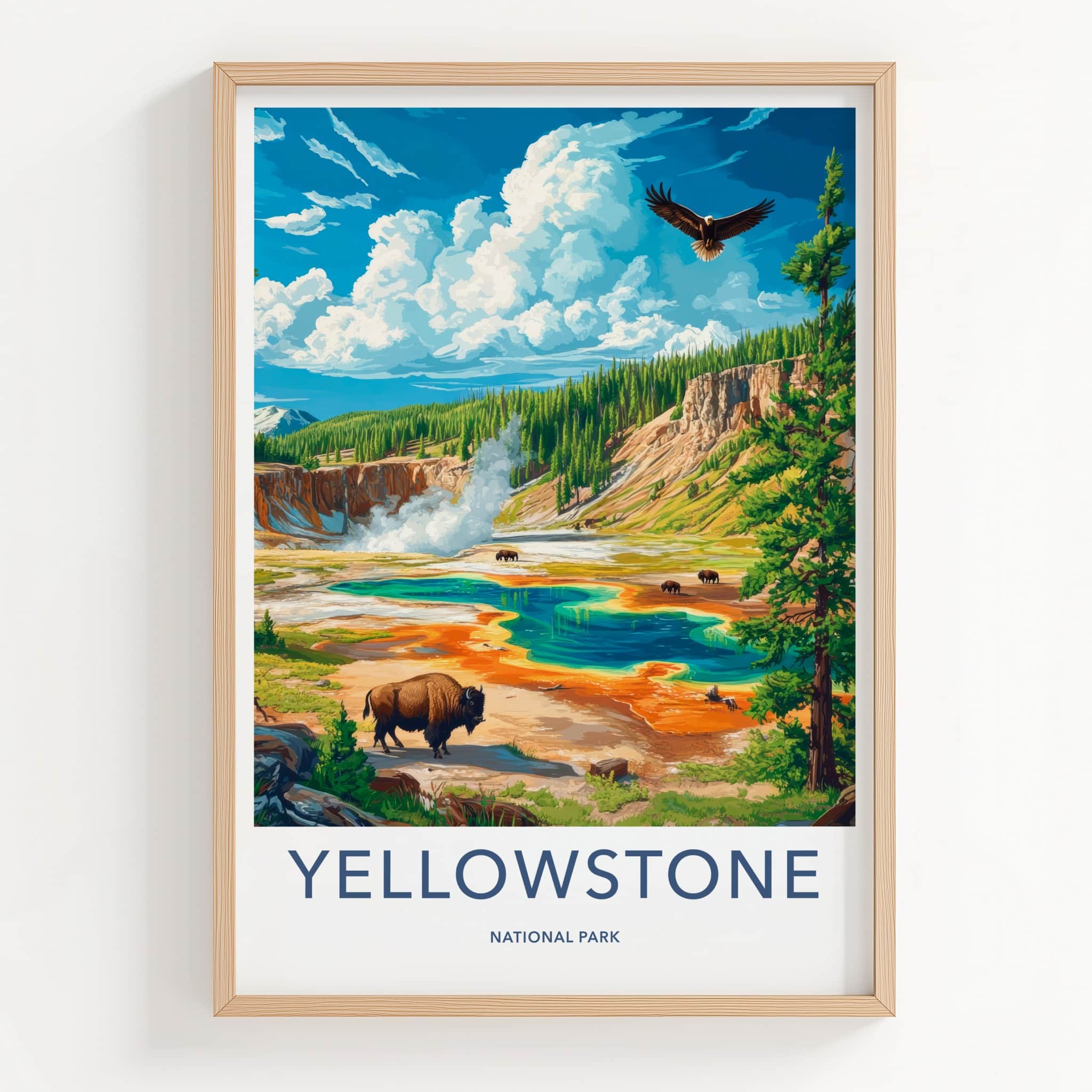 Yellowstone Poster - Wyoming Travel Print - Colorful Thermal Spring Home Decor