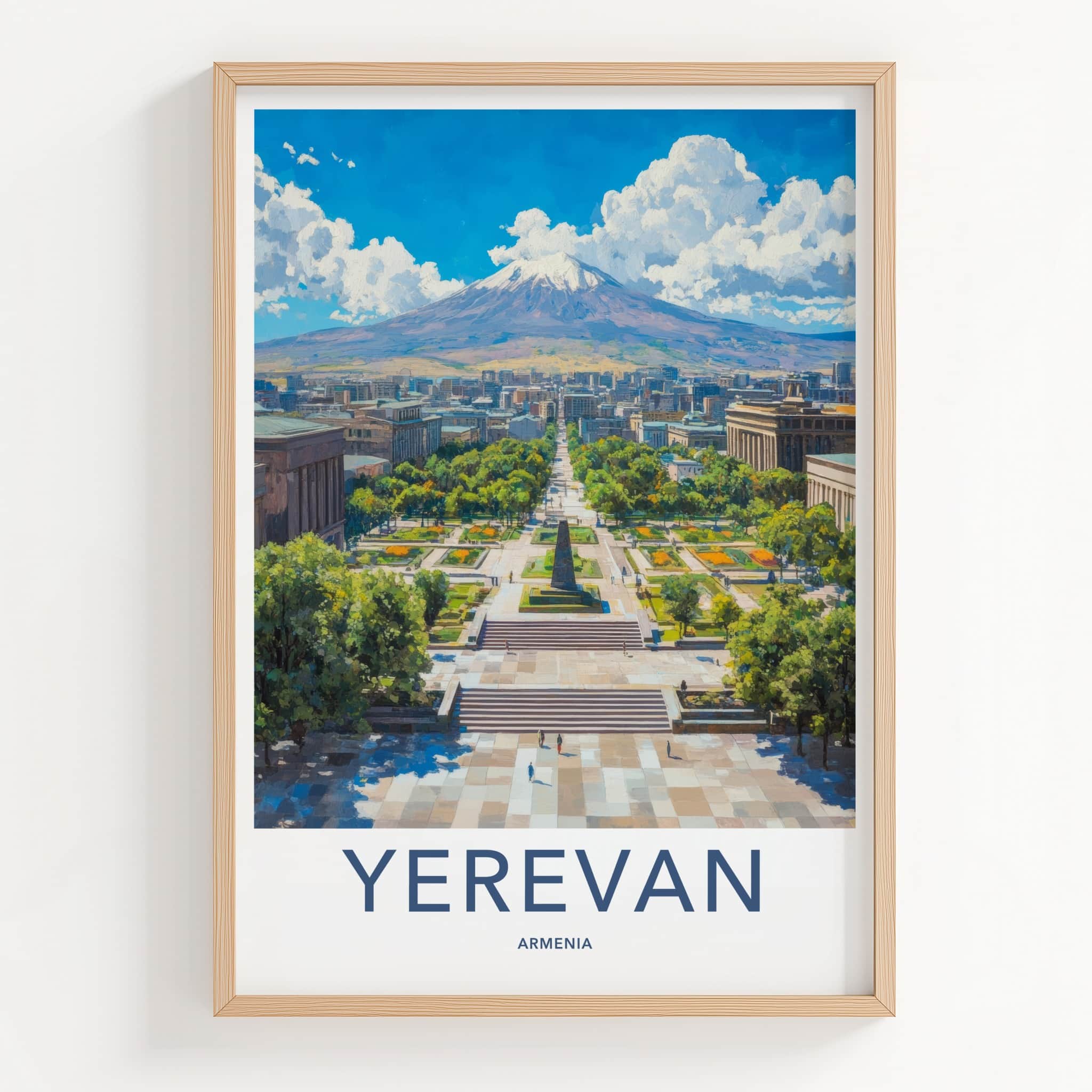Yerevan Poster - Armenia Travel Art - City Plaza Ararat Home Decor