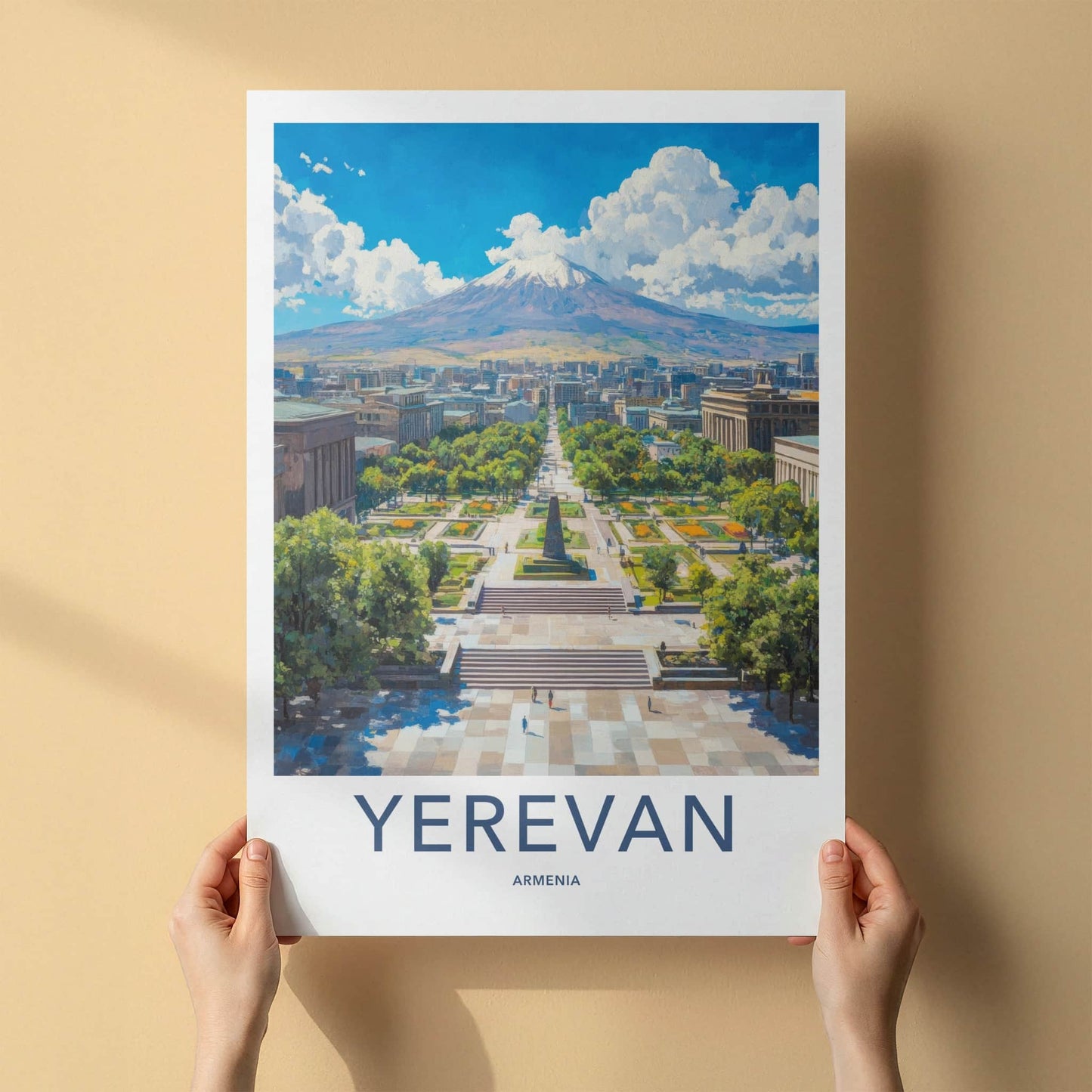 Yerevan Poster - Armenia Travel Art - City Plaza Ararat Home Decor