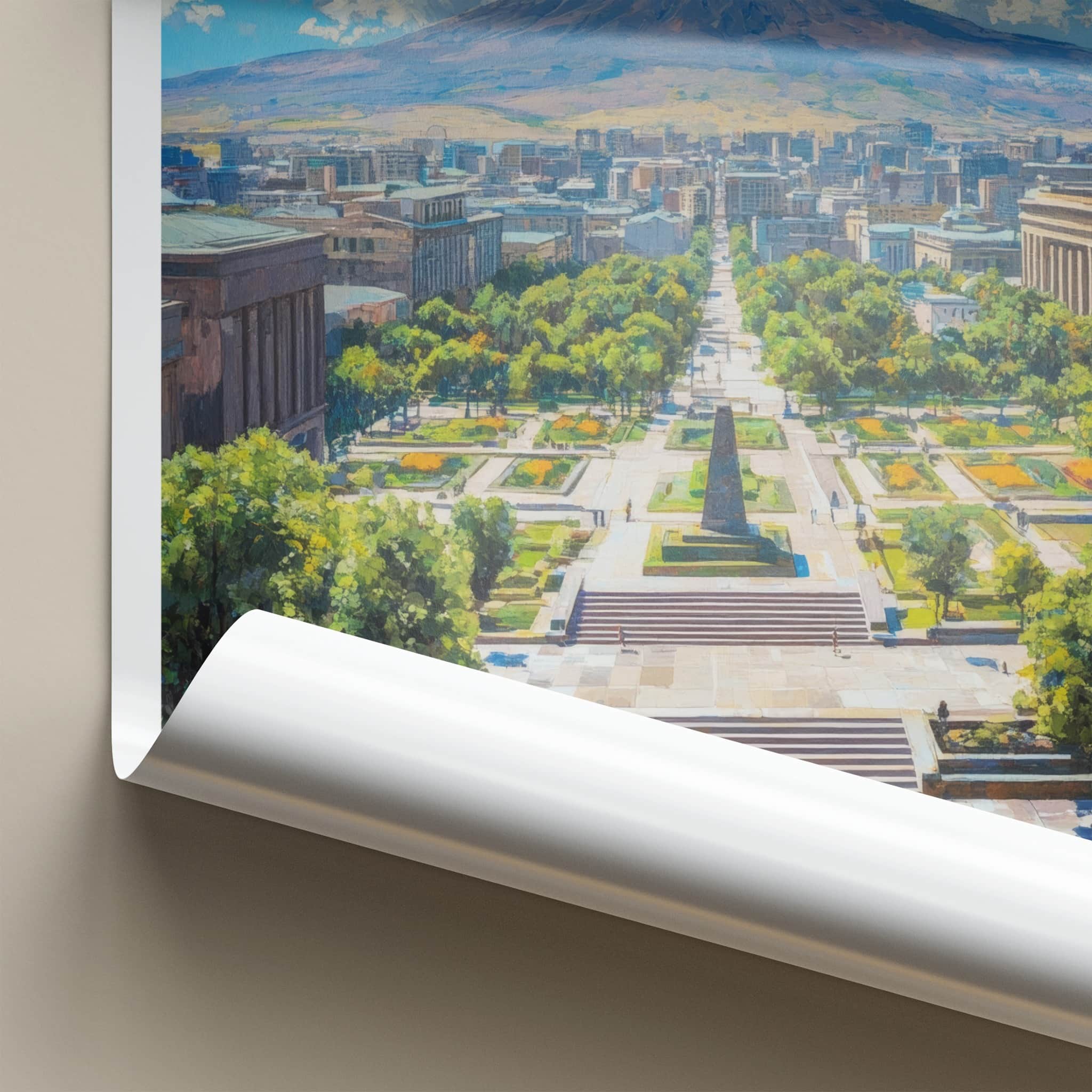 Yerevan Poster - Armenia Travel Art - City Plaza Ararat Home Decor
