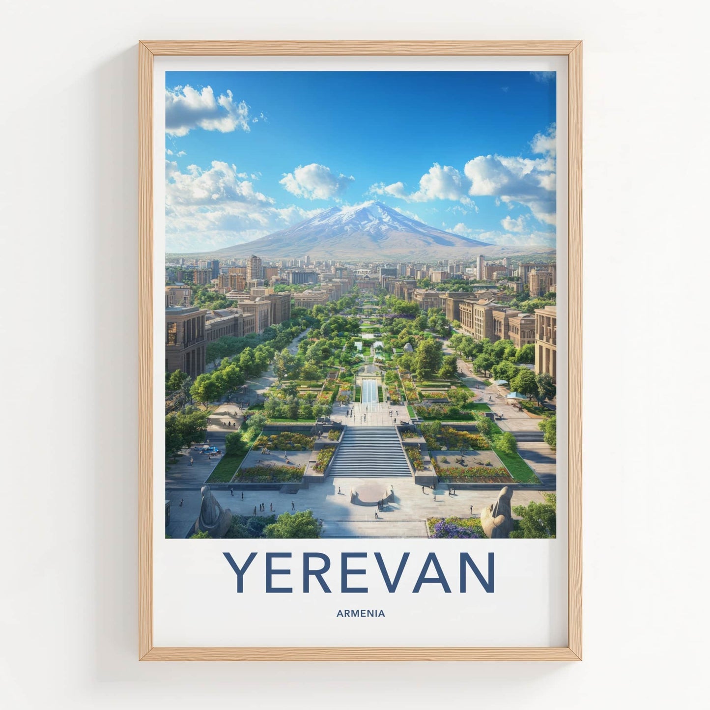 Yerevan Poster - Armenia Travel Art - Mountain City Cascade Home Decor