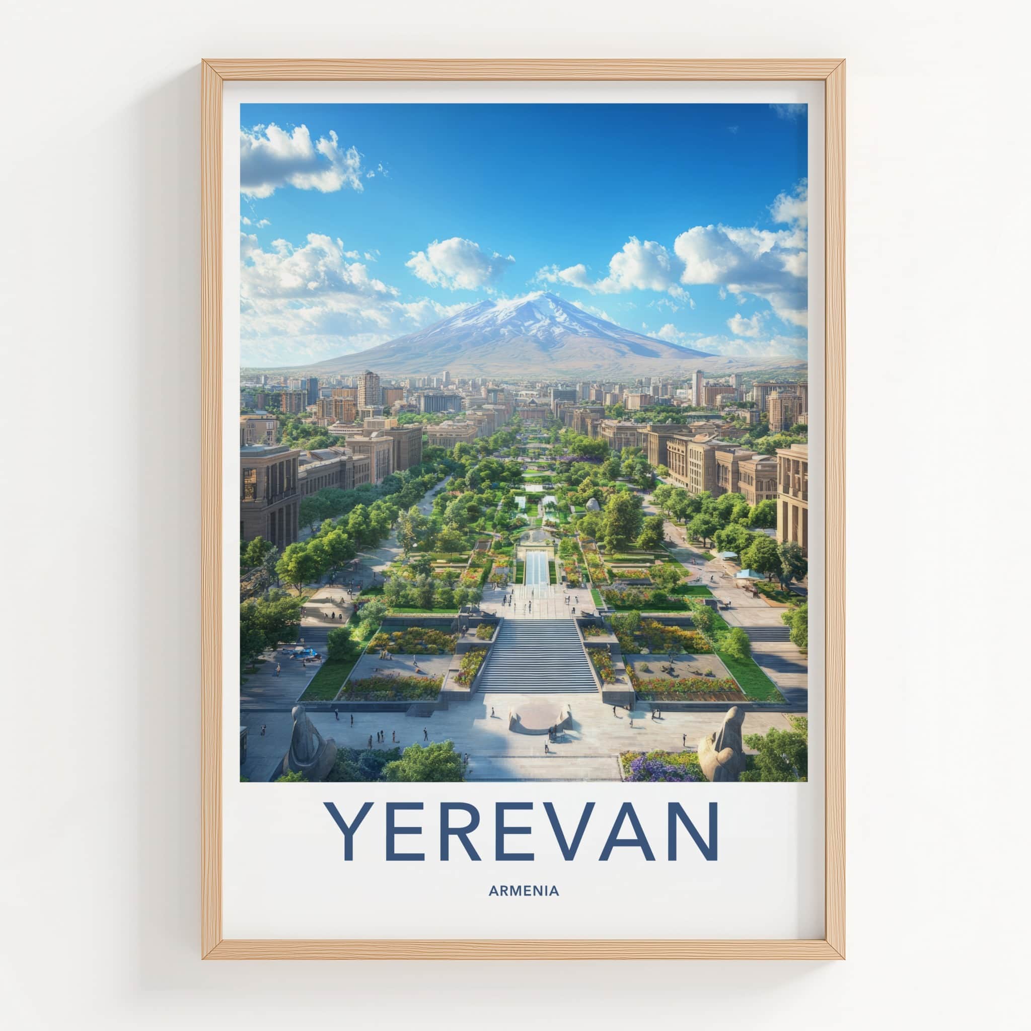 Yerevan Poster - Armenia Travel Art - Mountain City Cascade Home Decor