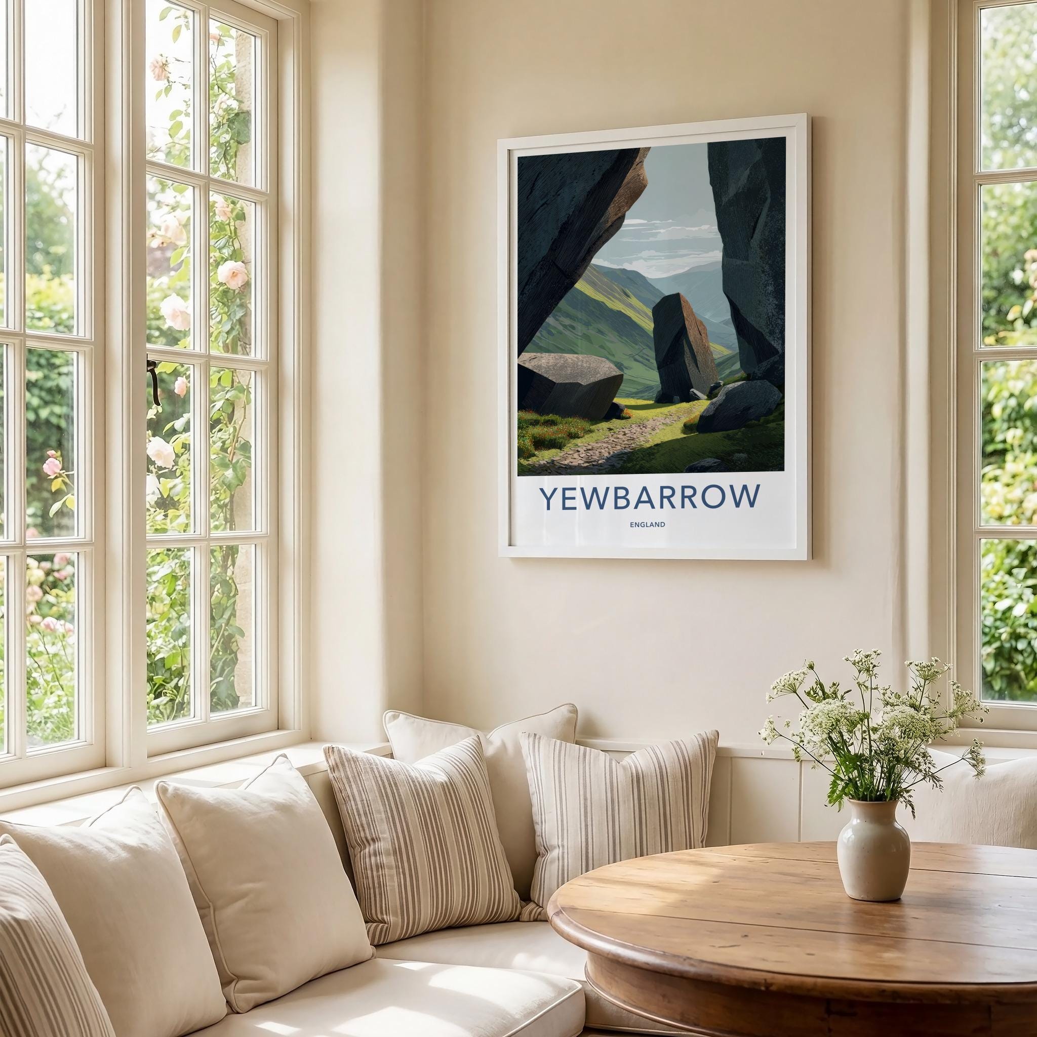 Yewbarrow Poster - England Travel Art - Rocky Valley Path Home Decor