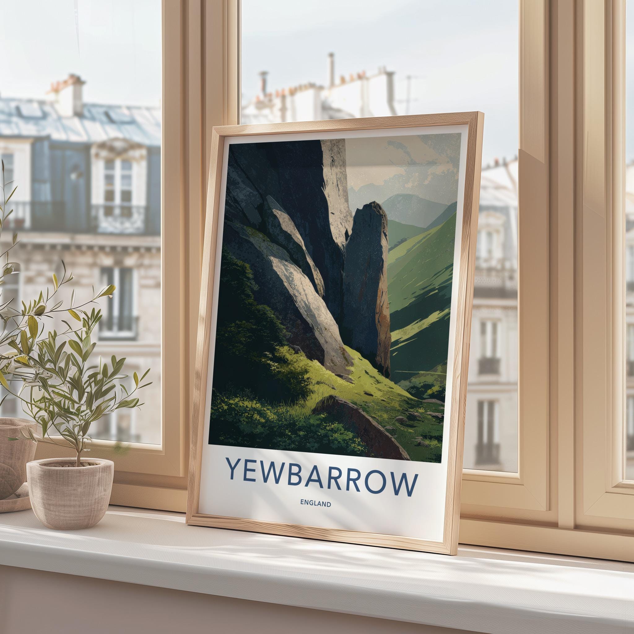 Yewbarrow Poster - England Travel Art - Rugged Mountain Landscape Wall Decor