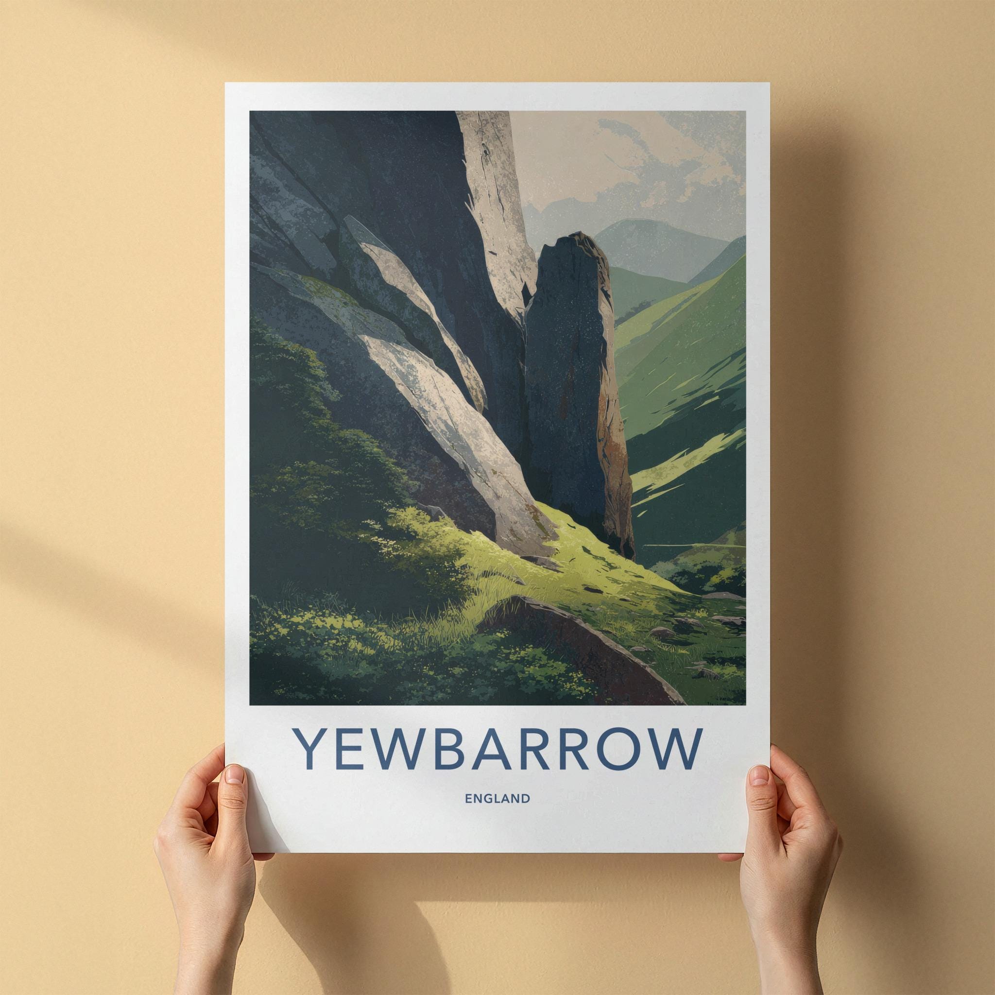 Yewbarrow Poster - England Travel Art - Rugged Mountain Landscape Wall Decor