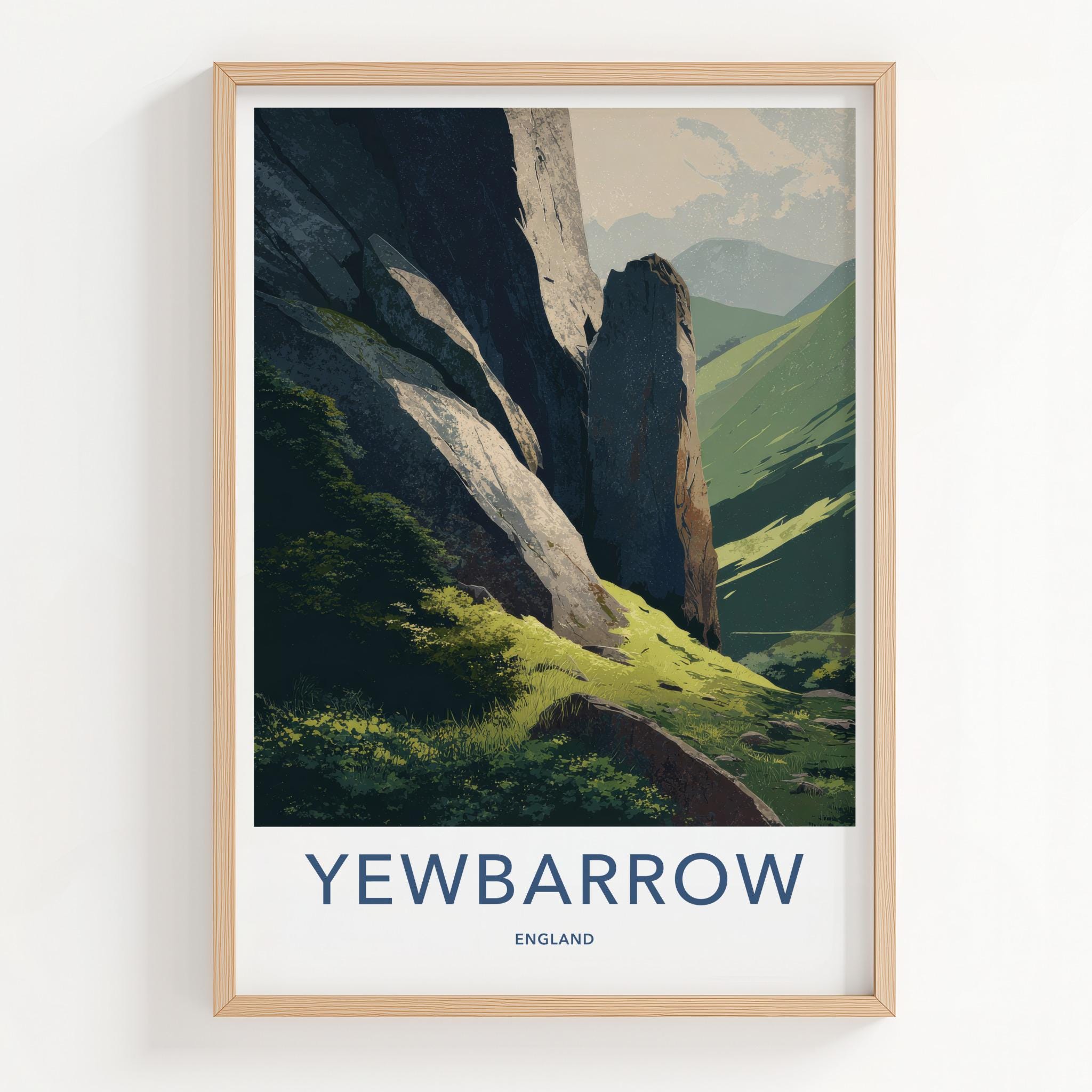 Yewbarrow Poster - England Travel Art - Rugged Mountain Landscape Wall Decor