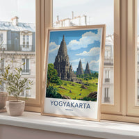 Yogyakarta Poster - Indonesia Travel Art - Ancient Stone Temples Wall Decor