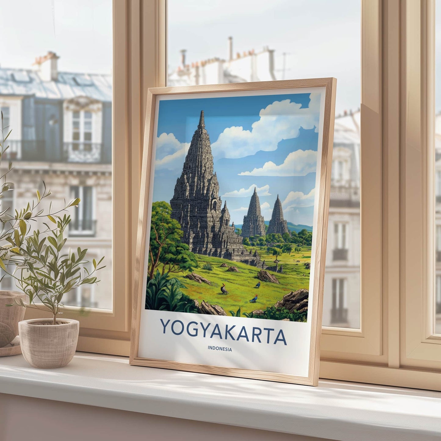 Yogyakarta Poster - Indonesia Travel Art - Ancient Stone Temples Wall Decor