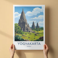 Yogyakarta Poster - Indonesia Travel Art - Ancient Stone Temples Wall Decor
