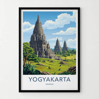 Yogyakarta Poster - Indonesia Travel Art - Ancient Stone Temples Wall Decor