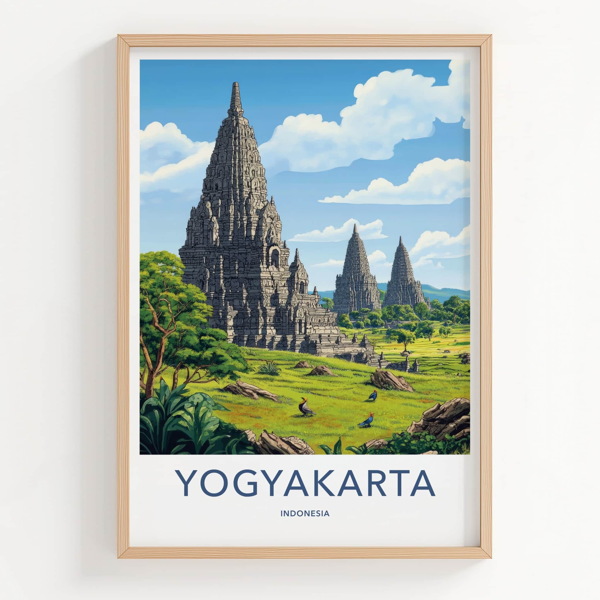 Yogyakarta Poster - Indonesia Travel Art - Ancient Stone Temples Wall Decor