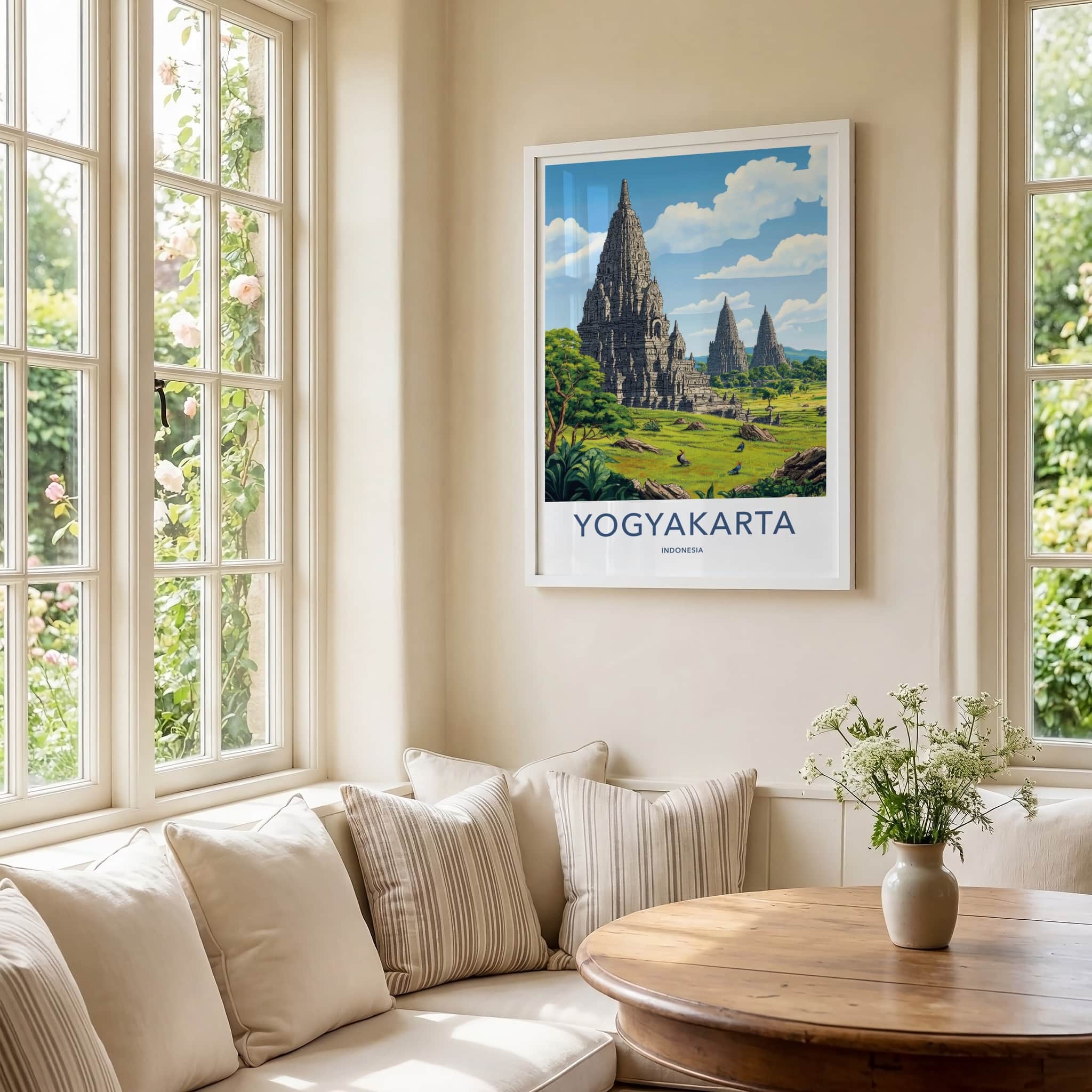 Yogyakarta Poster - Indonesia Travel Art - Ancient Stone Temples Wall Decor