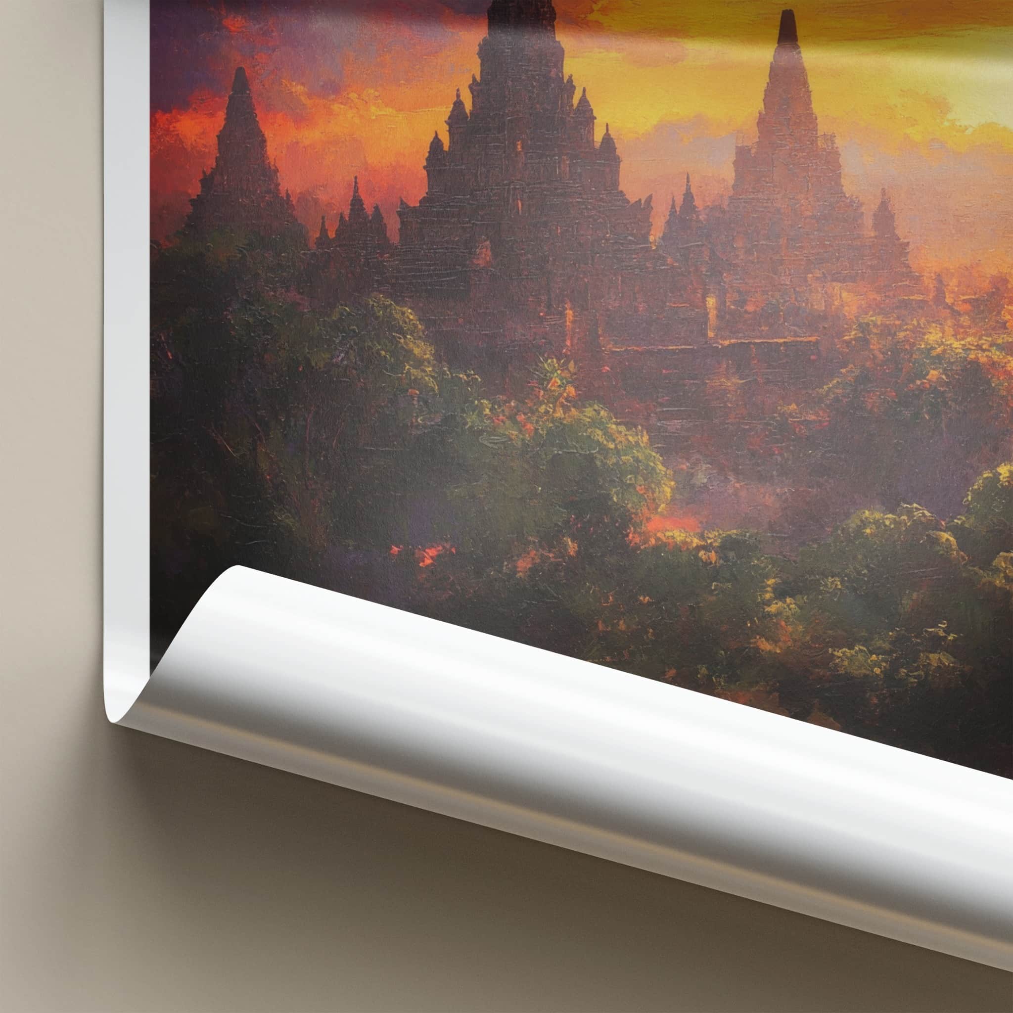 Yogyakarta Poster - Indonesia Travel Art - Ancient Temple Sunset Home Decor