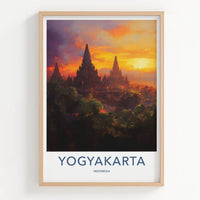 Yogyakarta Poster - Indonesia Travel Art - Ancient Temple Sunset Home Decor