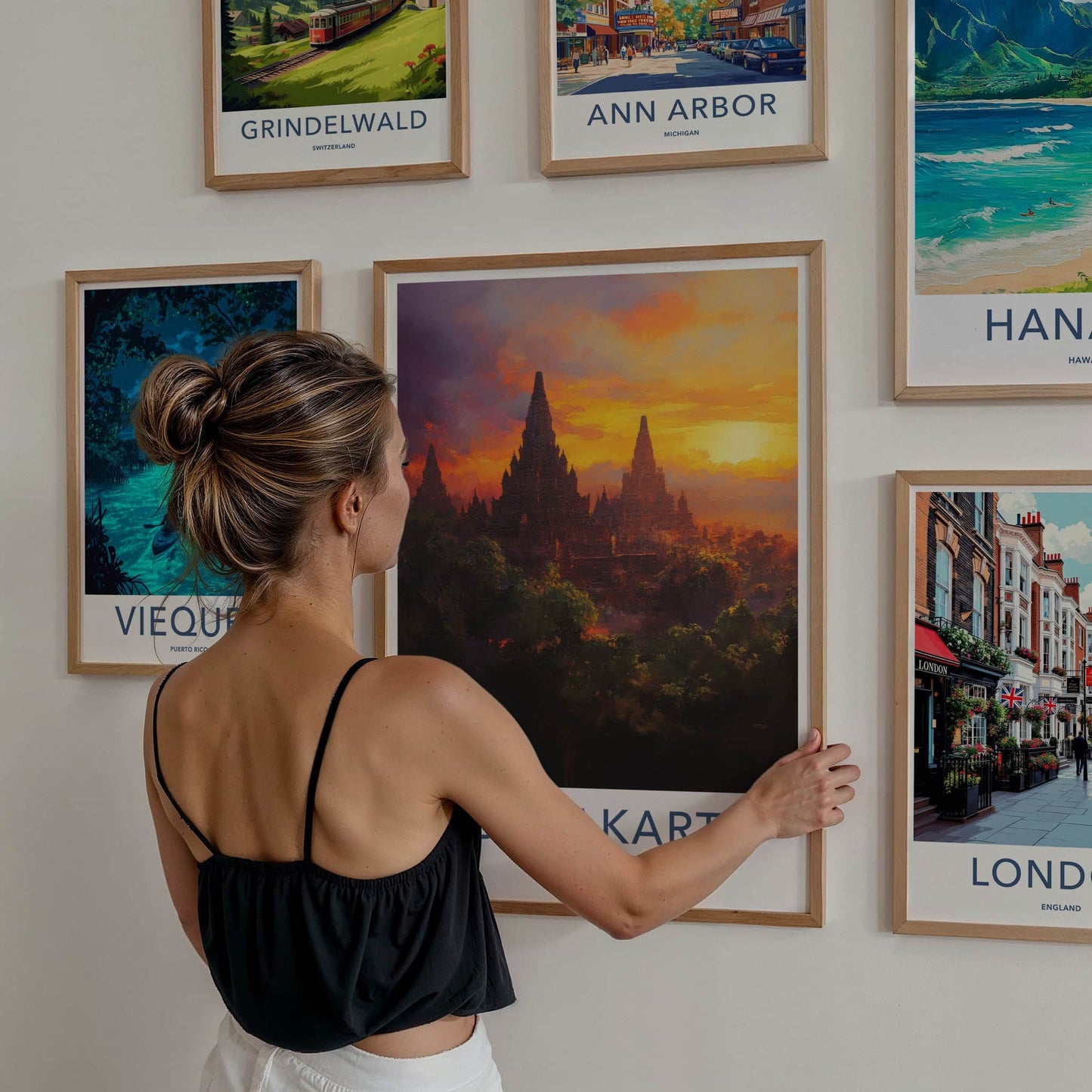 Yogyakarta Poster - Indonesia Travel Art - Ancient Temple Sunset Home Decor