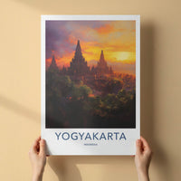 Yogyakarta Poster - Indonesia Travel Art - Ancient Temple Sunset Home Decor