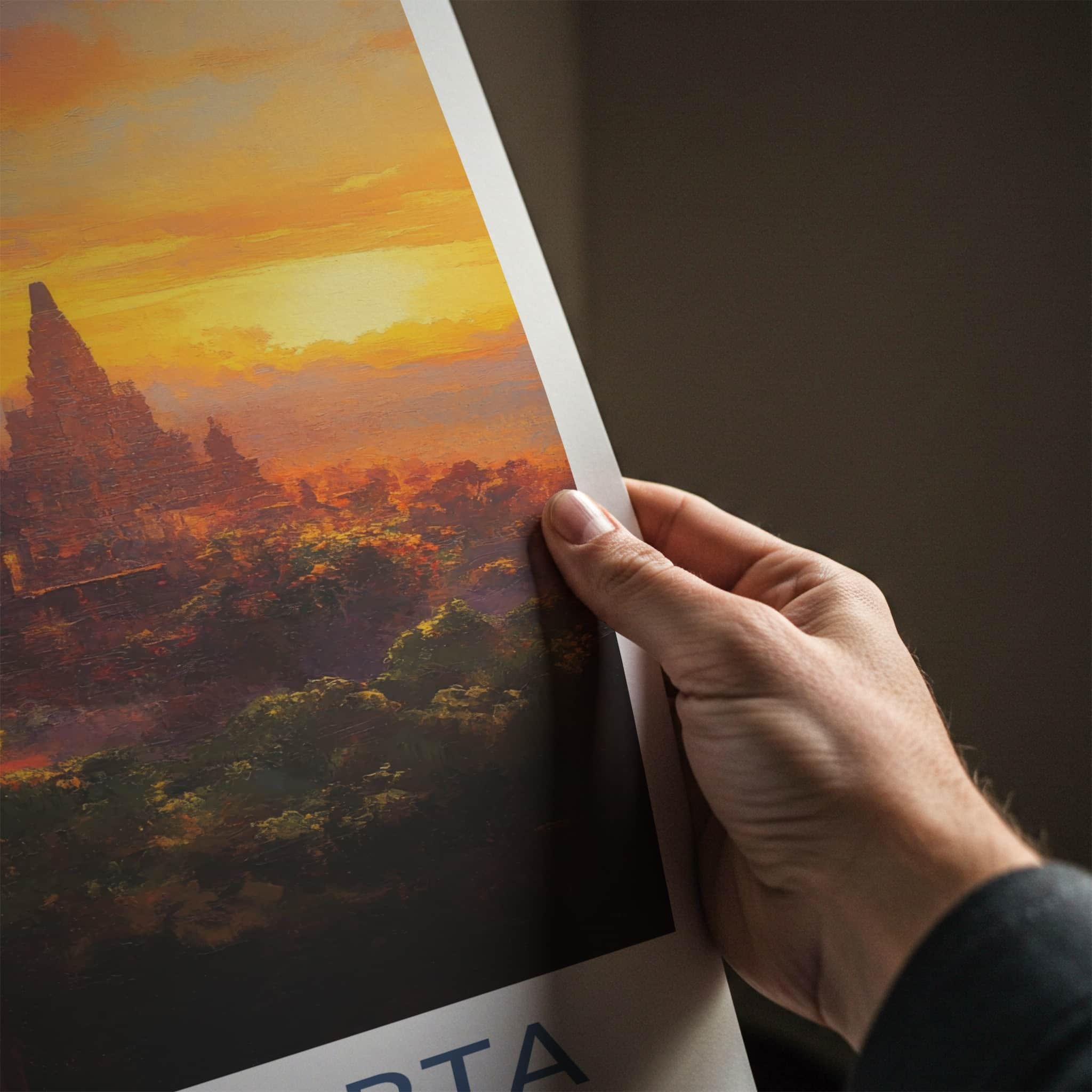 Yogyakarta Poster - Indonesia Travel Art - Ancient Temple Sunset Home Decor
