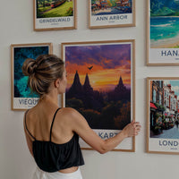 Yogyakarta Poster - Indonesia Travel Art - Ancient Temple Sunset Home Decor