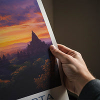Yogyakarta Poster - Indonesia Travel Art - Ancient Temple Sunset Home Decor