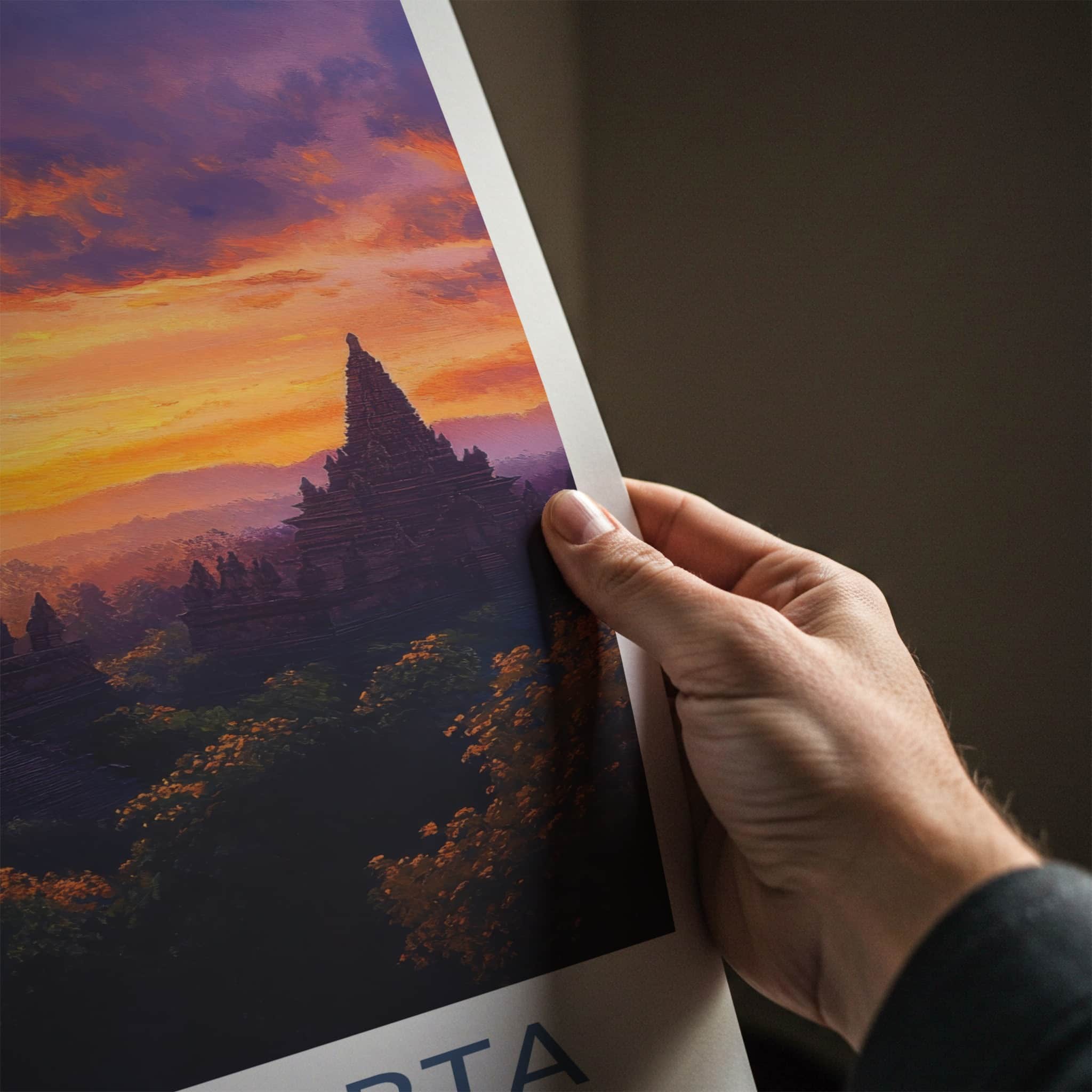 Yogyakarta Poster - Indonesia Travel Art - Ancient Temple Sunset Home Decor