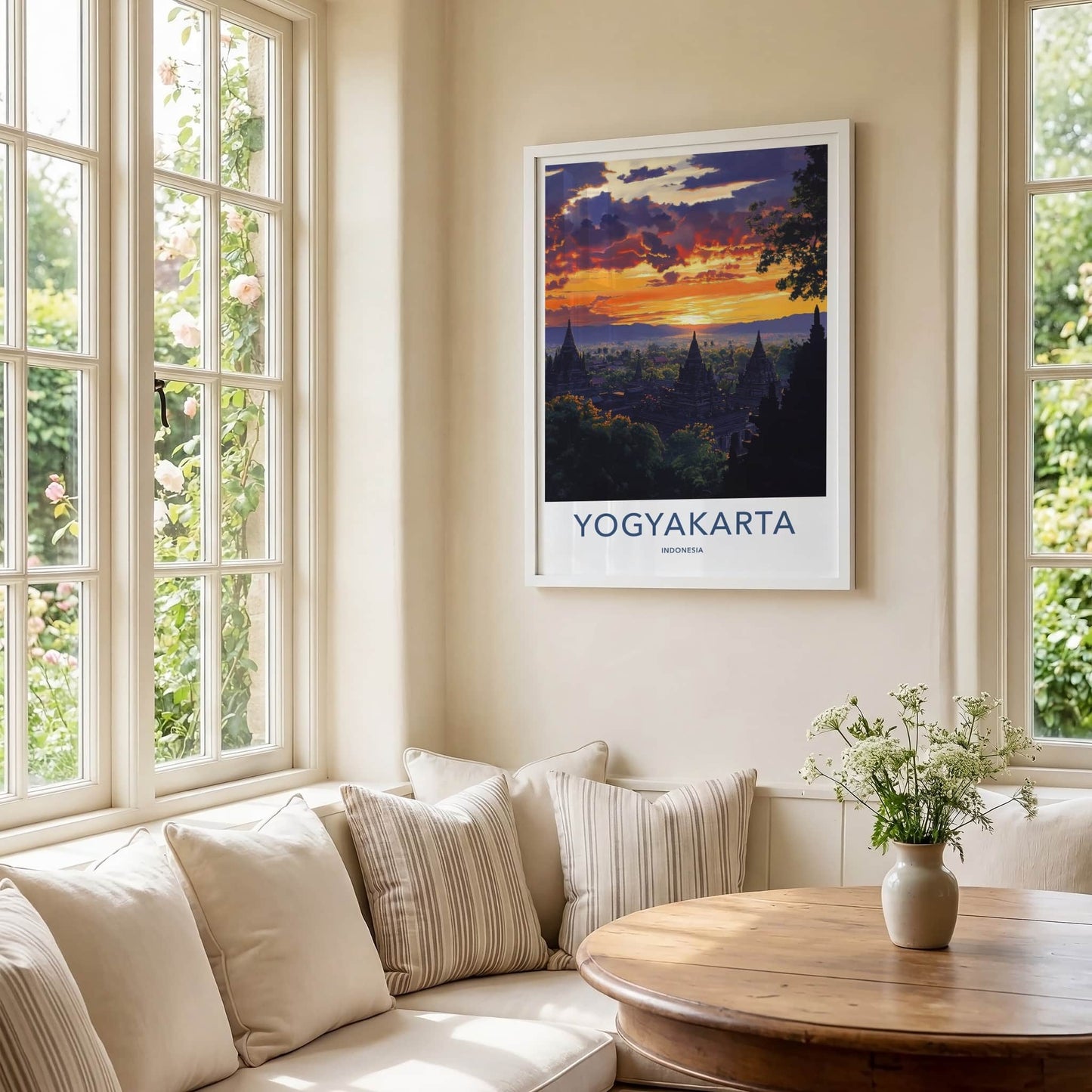 Yogyakarta Poster - Indonesia Travel Art - Ancient Temple Sunset Home Decor