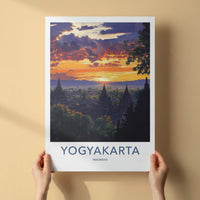 Yogyakarta Poster - Indonesia Travel Art - Ancient Temple Sunset Home Decor