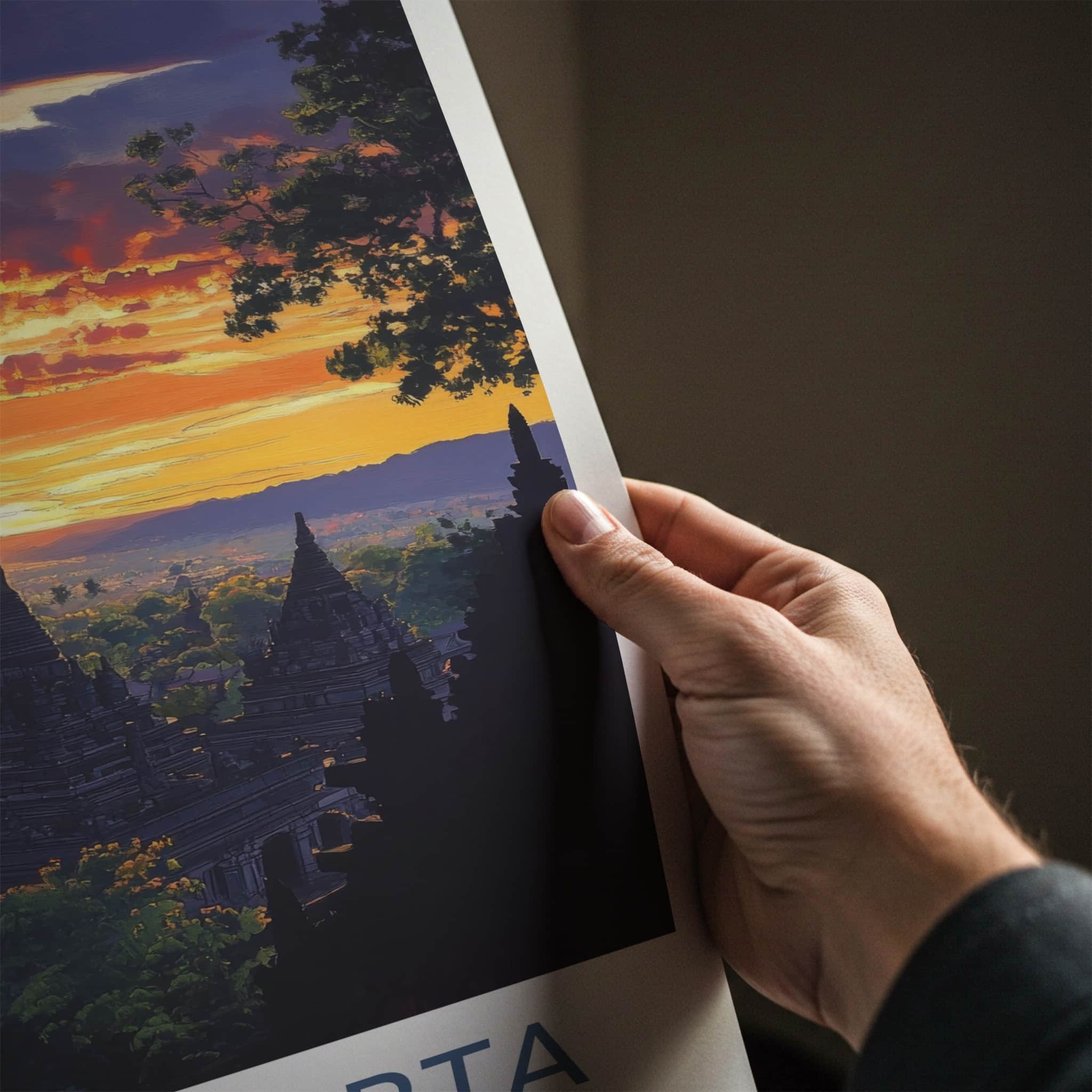 Yogyakarta Poster - Indonesia Travel Art - Ancient Temple Sunset Home Decor