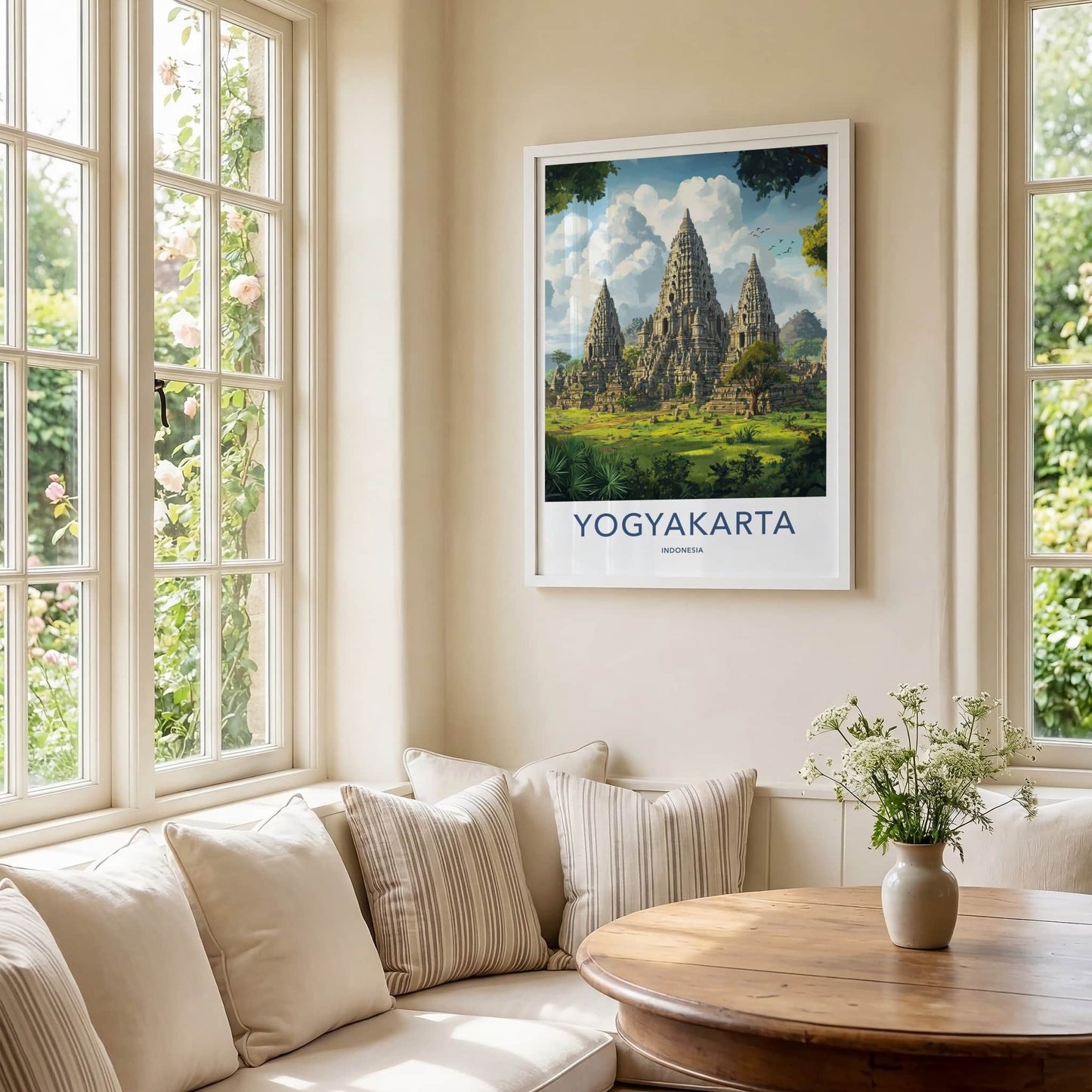 Yogyakarta Poster - Indonesia Travel Art - Ancient Temple Towers Home Decor