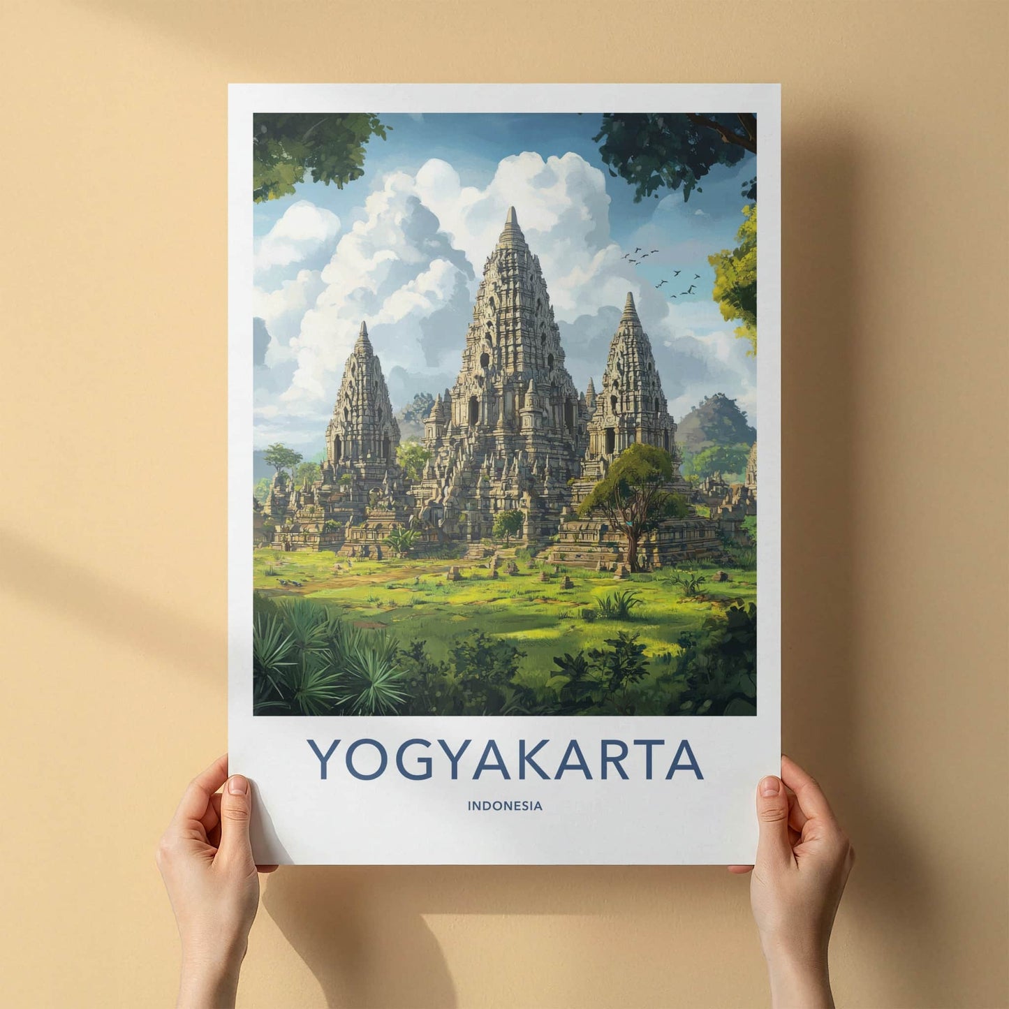 Yogyakarta Poster - Indonesia Travel Art - Ancient Temple Towers Home Decor