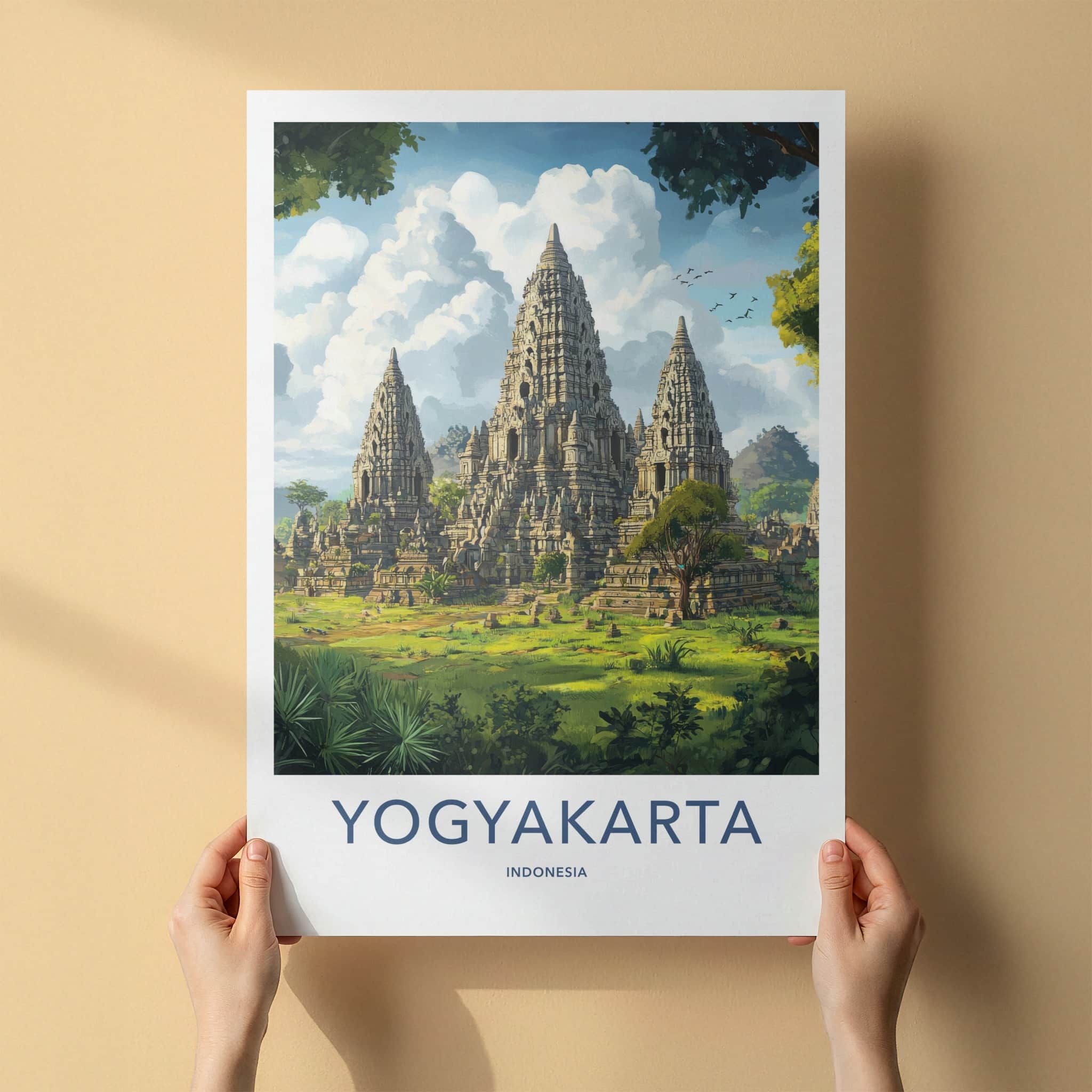 Yogyakarta Poster - Indonesia Travel Art - Ancient Temple Towers Home Decor