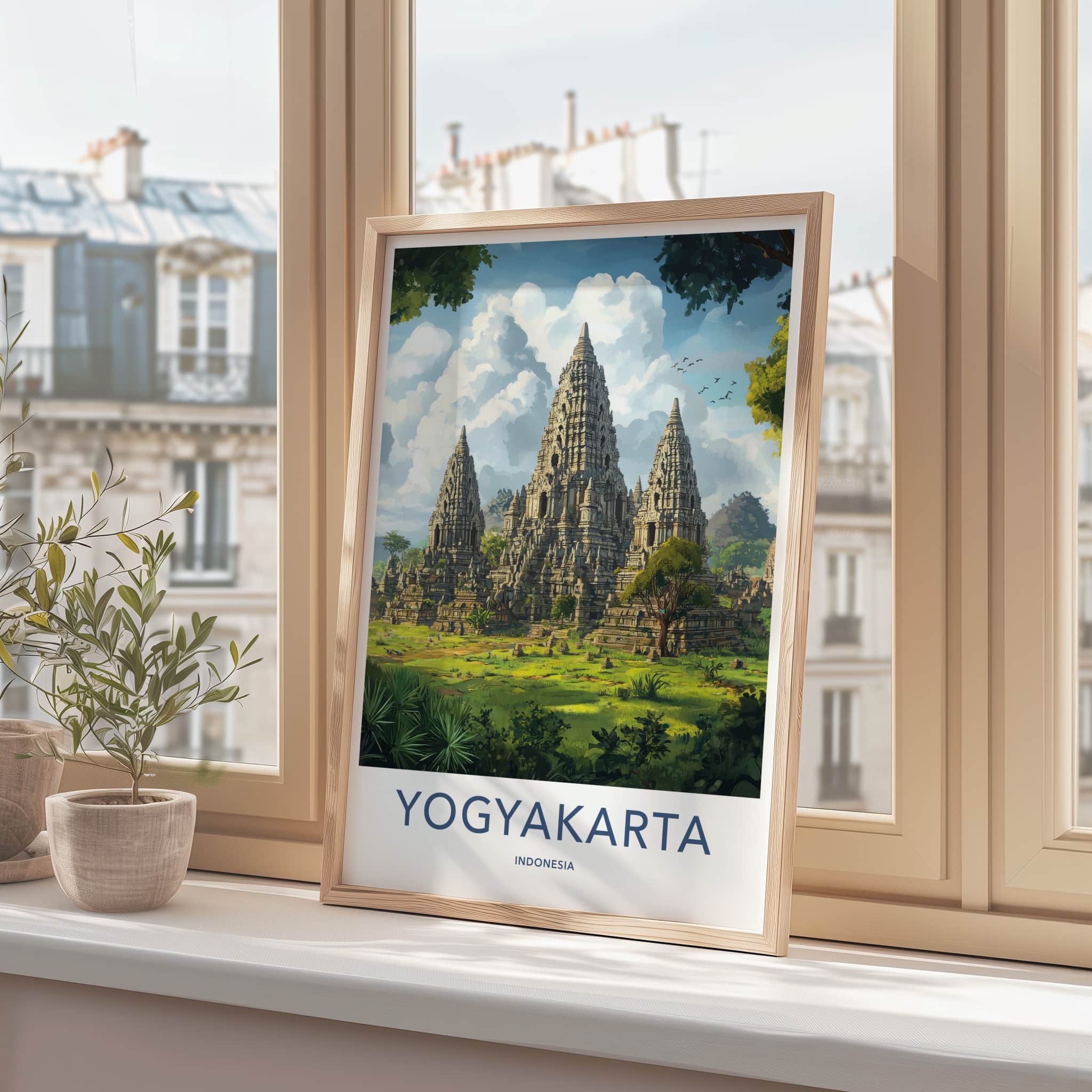 Yogyakarta Poster - Indonesia Travel Art - Ancient Temple Towers Home Decor