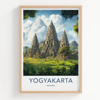 Yogyakarta Poster - Indonesia Travel Art - Ancient Temple Towers Home Decor