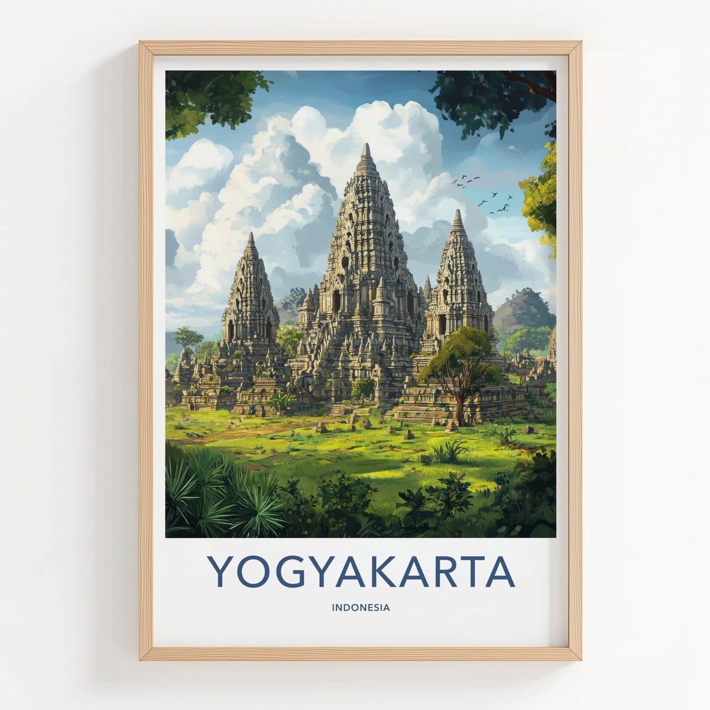 Yogyakarta Poster - Indonesia Travel Art - Ancient Temple Towers Home Decor