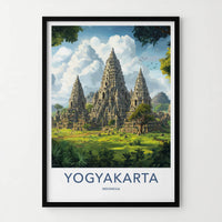 Yogyakarta Poster - Indonesia Travel Art - Ancient Temple Towers Home Decor